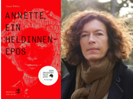Buchcover „Annette, ein Heldinnenepos“ – daneben Anne Weber